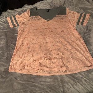 Torrid pink lace jersey shirt